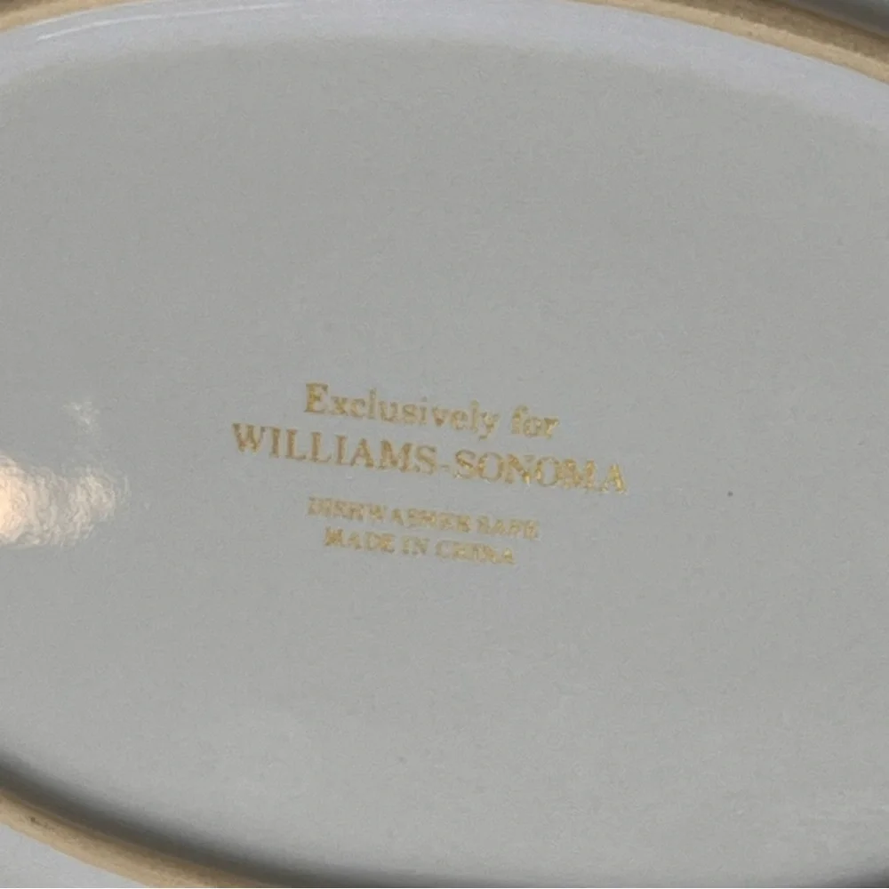 Williams Sonoma Gold and White Holiday Decor Tray 15.5” X 9”